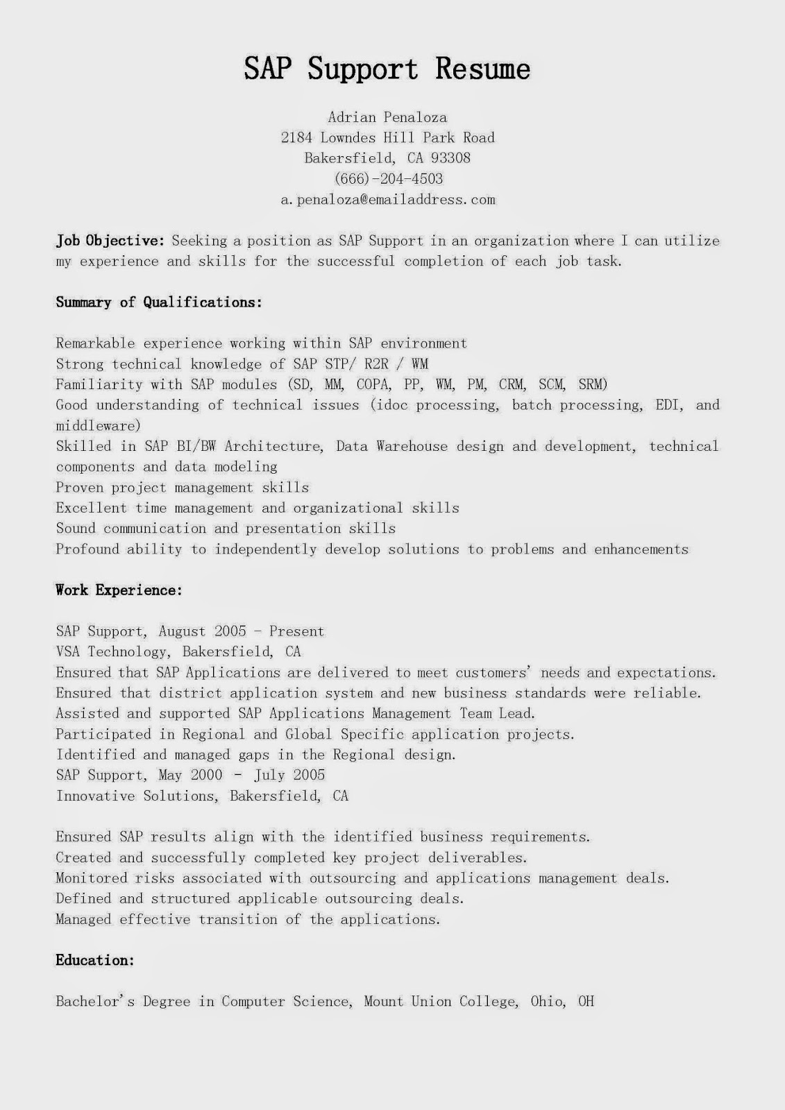 Sharepoint developer resume